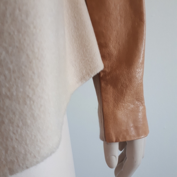 VINCE | Wool Jacket with Leather Sleeves - Picture 9 of 16